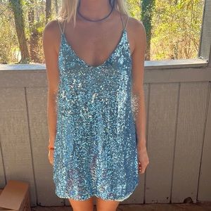 Free People Blue Sequin Party Dress